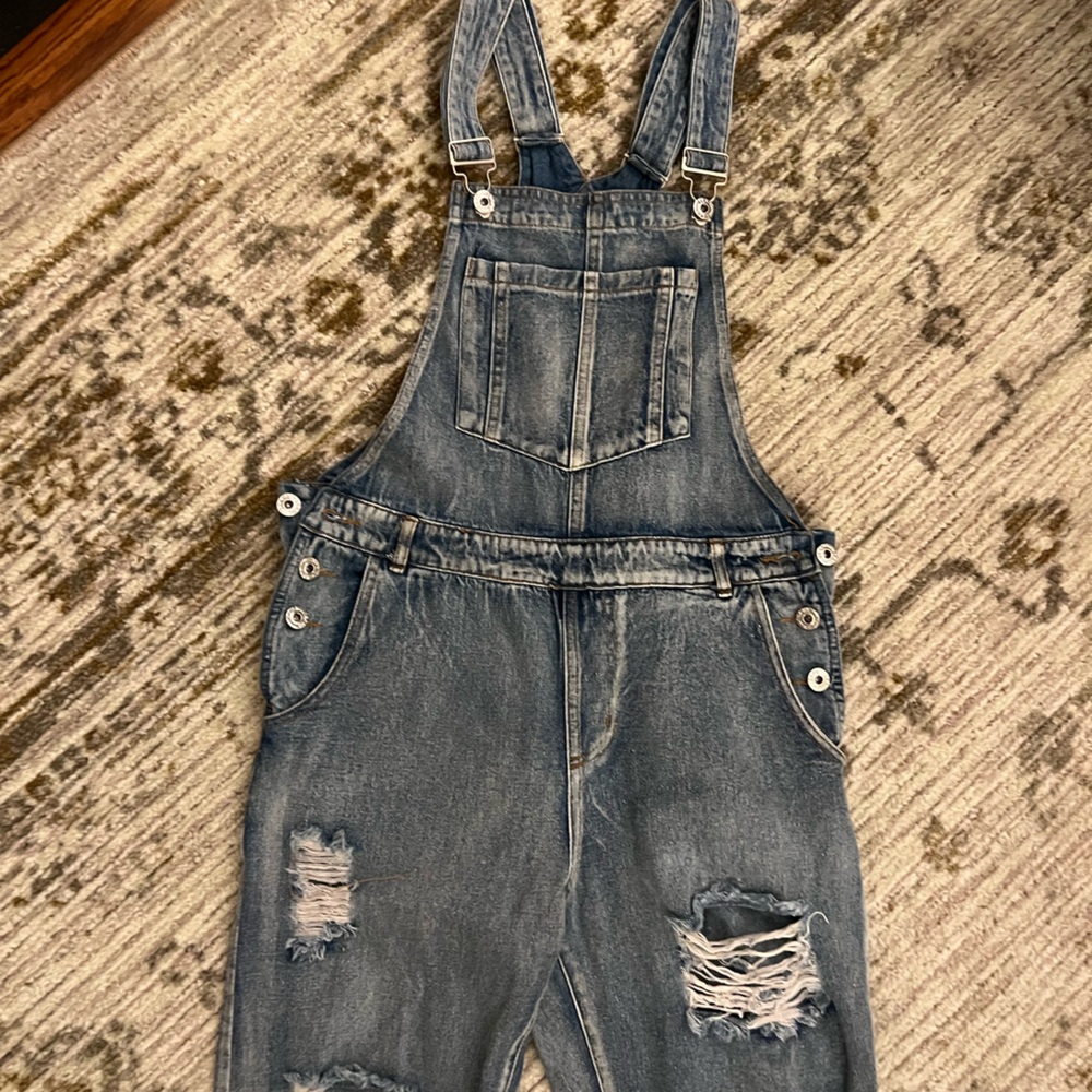 S Vestique Distressed Denim Overalls
